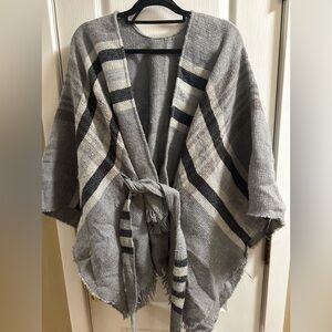Gray Plaid Wrap Shawl